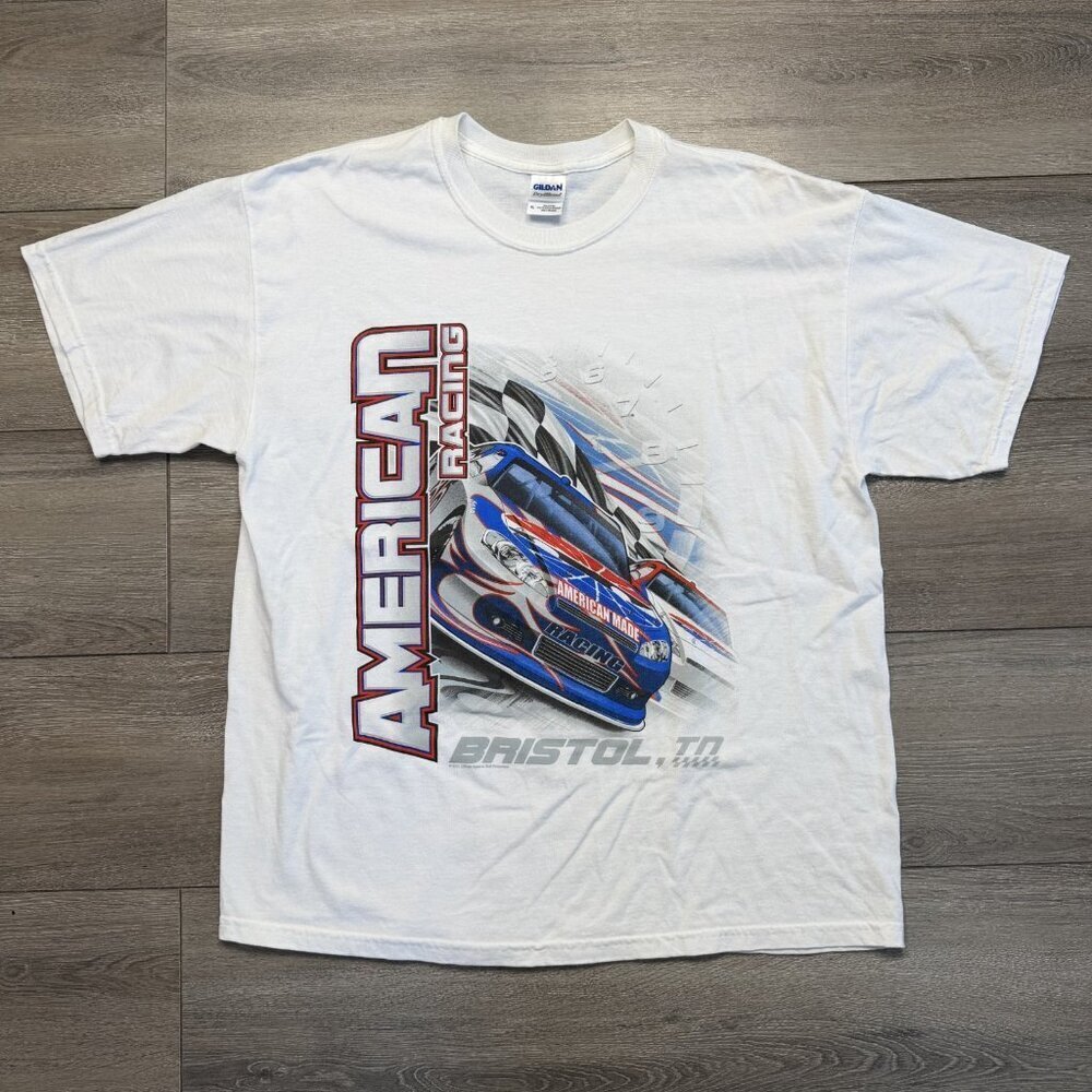 American Racing Bristol TN T-shirt Men's Size XL White Graphic Tee